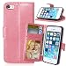 Produktbild Nancen Compatible with Handyhülle iPhone 5 / 5S Lederhülle Style Acht Farbe Weich PU Flip Case Ledertasche/Schutz Etui, Karten Slot Foto Wallet Hülle