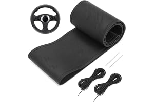 QWORK® Universellt bilrattskydd, 37–38 cm rattskydd med nål och tråd, rattskydd för sömnad