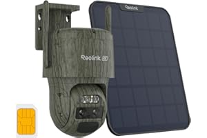 Reolink 4K 4G LTE Cellular Security Camera Outdoor Wireless with SIM Card, Battery Powered, No WiFi Camera, 6X Zoom, Auto Tracking, No-Glow IR, IP65 for Wildlife, TrackMix LTE-C+ Solar Panel