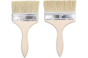 KMKANPO 2 Pezzi 10.5cm*21cm/12.5cm*21.5cm Pennelli, Pennellida pittura,Pennello con Manico in Legno, pennello pittura muro,Pennello in Setola con morbide,per pareti, dipingere verniciare,pennello per legno