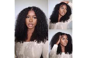 ROMFACE Perruque Femme Naturelle Brésilien V Part Wig Human Hair Perruque Afro Femme Human Hair Noir Cheveux Sans Colle Perruque Bouclée Naturelle Cheveux Humain Femme Leave Out 20 Pouce Natural Color