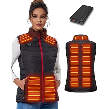 Gilet Chauffant Femme Batterie 12V 12000mAh - 4 Niveaux De Chaleur, Contrôle Par App - Pour Ville, Randonnée, Télétravail, Vélo