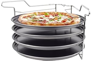 Posten Anker 5-teiliges Pizza Backset, 28 cm Pizzableche, Rundbleche mit Antihaftbeschichtung, für knusprige Pizza, Flammkuchen, Brot und Kuchen