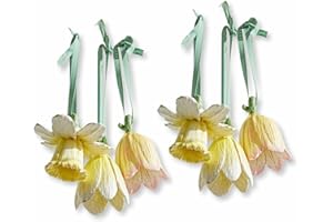 Loberon Anhänger 6er Set Duerre, detailreich handbemalt, naturgetreu in Form & Farbe, inkl. Aufhängeband, Dekoration, Kunstblumen, Polyresin, Polyester, gelb/grün