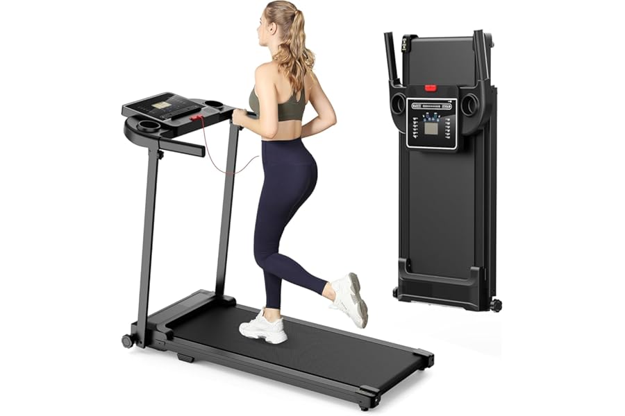 Treadmill Walking Pad Running Machine - Treadmills for Home Foldable Under Desk Treadmill with Handle Folding for Heavy People Foldaway Portable Compact Indoor Flat 10Km/h Electric Machines