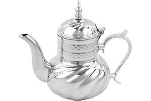 CHEF ELEMENTS Teiera Marocchina Tradizionale Con Filtro 1.2L| Coperchio & Maniglia Stile Orientale | Casablanca, Majorelle, Andalus..| Decorazione Soggiorno Orientale Marocchino | AUTENTICO (Stile Fè)