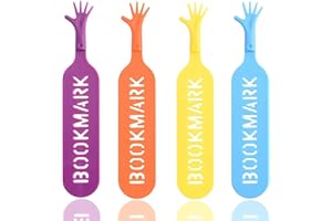 SUNWUUN Bookmark, 4PCS 3D Cartoon Bookmark Hand Bookmarks for Men Women Kids Students, Funny Silicone Book Marker for Readers Home Office School Stationary Gift