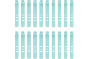 ATNEDCVH Correas de cable de silicona creativas, 20 piezas de cierre reutilizable, correas de cable ajustables, bridas de alambre multiusos y organizador de cables (azul claro)