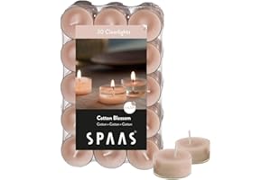 SPAAS 30 Clearlights parfumées, bougies chauffe-plats cup transparente, ± 4,5 heures - Cotton Blossom