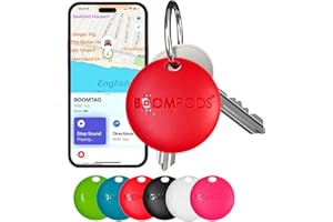 Boompods Boomtag Tracker Tag, Item Finders - Smart Bluetooth Tracker Devices, Luggage Tracker for Suitcases, Children, Pet, Wallet - Sustainable Key Finder Compatible with Apple Find My App - Red