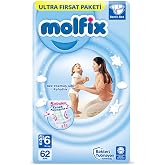 Molfix Ultra Deal Package Extra Large Size 6 Diapers (1 x 62 Pieces), Multicolor