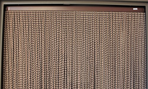 PVC-Türvorhänge Modell Capri – Aluminiumträger – Made in Italy – Eichmaß (90×200/100X220/120X230/130X240/150X250) – Fliegenvorhang (100X220, Elfenbein und braun) - 4