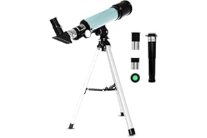 Iadong Kids Astronomical Telescope, Professional 90X Astronomical Landscape Telescope with Tripod, 2 Magnification Eyepieces, 1.5X Barlow Len, Early Science Educational Toys for Children