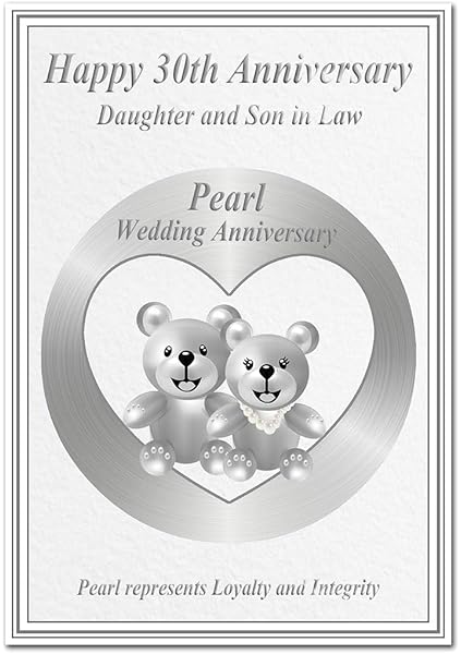 Daughter Son In Law 30th Wedding Anniversary Card On Your Pearl Anniversary 30 Years Sentimental Verse Amazon Co Uk Office Products