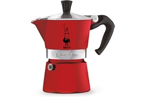 Bialetti Caffettiera Moka Express Color, 1 Tazza, Manico anti scottatura, Non adatta a induzione, 1 Tazza (60 ml), Alluminio, Rosso