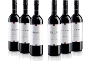 Canti - Merlot Vin Rouge Italien Sec, Saveur Équilibrée avec un Goût Fruité Rond, 6x750 ml