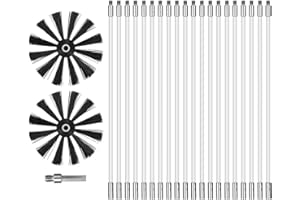 ZOYDP Chimney Sweep Kit, 23Pcs Duct Vent Cleaning Set with 20 Nylon Rods 2 Brush Heads 1 Drill Connector, Chimney Cleaning Brush for Fireplace, Dryer Vent, Sewage Pipe, Fume Hood