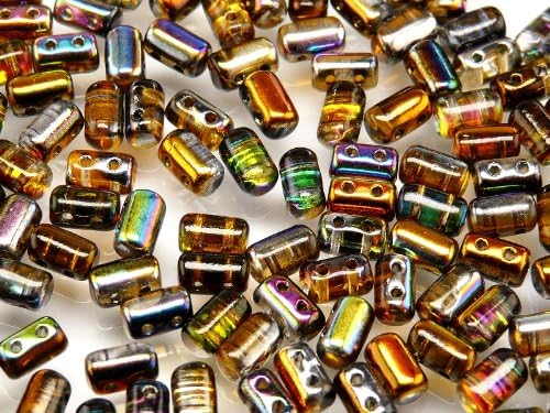 20gr Czech Glass Two-Hole Seed Beads RULLA 3x5mm MAGIC ORANGE-GREY