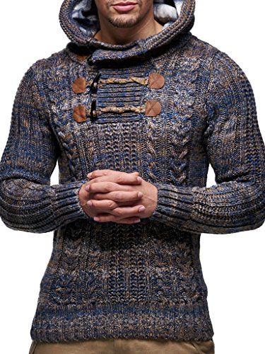 Leif Nelson Sudadera de Punto para Hombre con Sudadera con Capucha de Punto Grueso Modern Men's Hoodie Sweatshirt Sudad