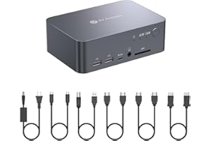 V AV ACCESS AV Access Docking Station Interruttore KVM a doppio monitor per laptop e desktop,ricarica Type-C per laptop, Ethernet, EDID, con HDMI e DisplayPort,USB-C MST Dual 4K@60Hz,1080P@240Hz,2K@144Hz,USB 3.0