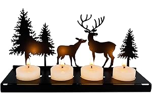 BSEICAL Świecznik adwentowy czarny na 4 cm podgrzewacze, metalowy nowoczesny, świecznik adwentowy, bez kolca, taca na świece, prostokątna, dekoracja bożonarodzeniowa, amerykańska, vintage, Boże Narodzenie,