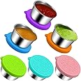 Hydream Salad Dressing Containers To Go, Small Condiment Containers with Lids, Stainless Steel Condiment Cup Dipping Sauce Cups Container for Lunch Bento Box Leakproof Silicone Lids (6p*1.6 oz)