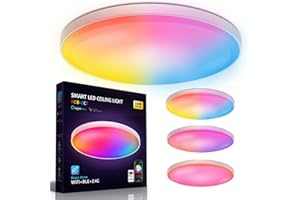 Alexa Deckenlampe Farbwechsel, Qelus Smart LED Deckenleuchte RGB Dimmbare 30W Schlafzimmerlampe Fernbedienung Timer Musik Sync, WiFi Kompatibel mit Alexa Google Home, für Kinderzimmer Wohnzimmer Küche