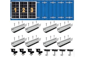WETOWN 3X Solarmodul Halterung Kit 12cm und Zubehör - Verstellbar, Schwarz Eloxiert, 35mm - PV Befestigung Set für Solarmodule, Solarpanel Halterung, Flachdach Montage auf Trapezblech