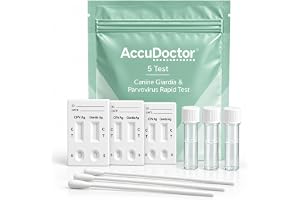 5-pack AccuDoctor Test Giardia och Parvovirus för hundar 2 i 1, 5 snabba tester, Parvovirus och Giardia CPV-detektering, kit med 5 kassetter - valpar och vuxna - Resultat i 5 minuter - 5 tester