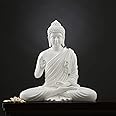 SANKALAN CREATIONS Beautiful Sitting Buddha Idol Statue for Home & Garden - Big Size 2 Feet (White) | Beautiful Home Decor Items for Living Room.