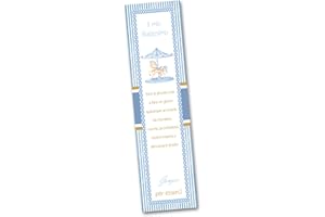 PRINTSERVIS 30 Segna libro per festa Battesimo personalizzabile 40x150 stampato su cartoncino 300gr per bimbo/a pronto per l'utilizzo e facile da compilare (Carussel Azzurro)
