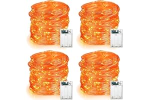 Decorazioni Autunnali Arancia BrizLabs 4 Pezzi 60 LED Halloween Stringa Luci LED a Batteria Interno Ghirlanda Catena Luminosa Rame filo Lucine LED Decorative per Ringraziamento Feste Natale Matrimonio