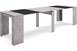 Skraut Home | Mesa Consola Extensible | Mesa Comedor Plegable | 300 | para 14 comensales | Comedor y Cocina | Estilo Moderno | Cemento