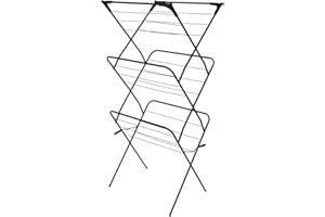 Harbour Housewares 3 Tier Foldable Clothes Airer - Indoor Outdoor Laundry Drying Rack, Steel Frame, 18 Rails, Collapsibl