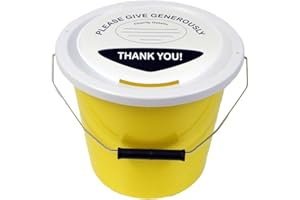 Early Learning Centre Yellow 5Litre Charity Money Collection Bucket with Lid and Label