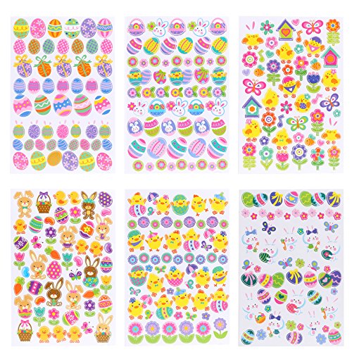 Naler Adesivi pasquali adesivi autoadesivi per bambini Bambini Artigianato fai da te Decorazione arte, 6 fogli