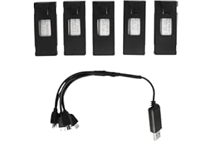 VINGVO Drone Batteries, 5pcs RC Drone Battery and Charging Cable Set, 3.7V 1800mAh RC Drones Lithium Battery, UAV Replacement Battery Drone Accessories for E88 E88PRO E525 PRO RC Drone