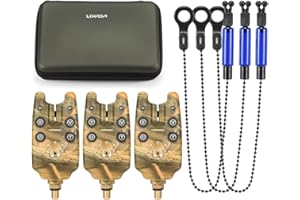 HUIOP Segnalatori di abboccata di pesca Allarme catena Set Kit allarme pesca digitale Indicatore di allarme LED Alert Fishing Attrezzatura da pesca con scatola con cerniera,Scambista di esche da pesca