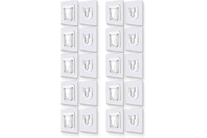 DEFGNOP Klebehaken 10 Paare Transparent, klebehaken bilder,magische haken，verstärkt,Klebehalterung,Klebebefestigung Haken+Öse,Befestigung ohne Bohren,selbstklebende doppelseitige Wandhaken,Kleben statt bohren