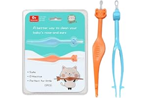 DABRIA Two Pack 3 in 1 Baby Nose and Ear Gadget, Safe Baby Nose and Ear Cleaner, Nose Cleaning Tweezers for Infants and Toddlers
