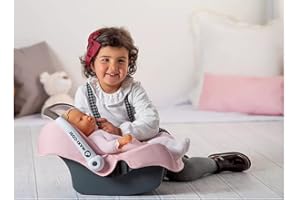 MAXICOSI & QUINNY Maxi Cosi Toy Pretend Play Comfort Car Seat and Carrier For Baby Dolls In Pink/Grey For Children Age 3+ with Movable Handle and Harness