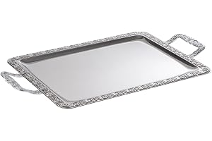 APS bricka vacker mat, rostfritt stål 18/0 bricka med dekorativ kant, 31 x