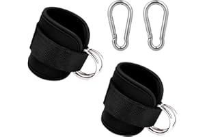 GOIEHIR 2 Pièces Cheville Musculation Poulie, Sangles de Cheville, Câble de Traction avec Mousquetons, Anneaux en D, pour L'entraînement Physique sur Le Câble de Traction