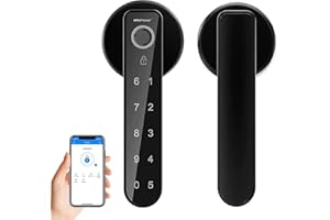 Wolf Guard TT02 WiFi Serratura intelligente per porte con impronta digitale, pomello per porte senza chiave, codice di accesso e chiavi, app TTLock, controllo vocale (TT02 TTLOCK APP)