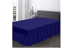GC GAVENO CAVAILIA Plain Dyed Valance Fitted Sheet-Polycotton Soft Bedsheets For King Size Bed- Frill Bedding Base Wrap Valance Sheet- Royal Blue