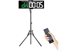 Ousmile Timer Sport, Minuteur Fitness 16" Grand Ecran Time, 12/24 Heures Horloge Murale Numérique LED avec Support, Chronomètre avec Télécommande, Timer pour pour Workout, Home Gym(Vert+Blanc)