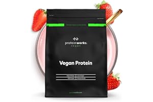 THE PROTEIN WORKS - Proteína Vegana - 100% A Base de Plantas - Sin Gluten - Bajo en Grasas - Fresas Con Nata - 500 g