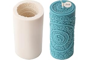 Xidmold Yin Yang Moule à bougie en silicone pour bougie en forme de colonne en forme de feuille de soja, moule à bougie en silicone pour bougies en cire de soja, bricolage (C, grand)