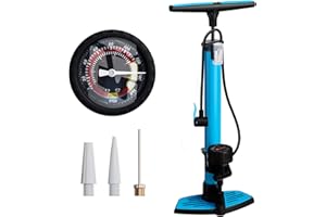 unycos - Bomba de Bicicleta con Manómetro de Alta Presión y Válvulas【Presta | Schrader】 160 PSI/11 Bar | Inflador de Ruedas, Neumáticos, Pelotas, Flotadores, Anillos de Natación, 63x23 cm