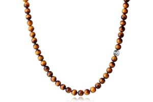 GAVU Collier Perle Homme, Collier Fleur de Lis, Collier Acier Inoxydable Homme